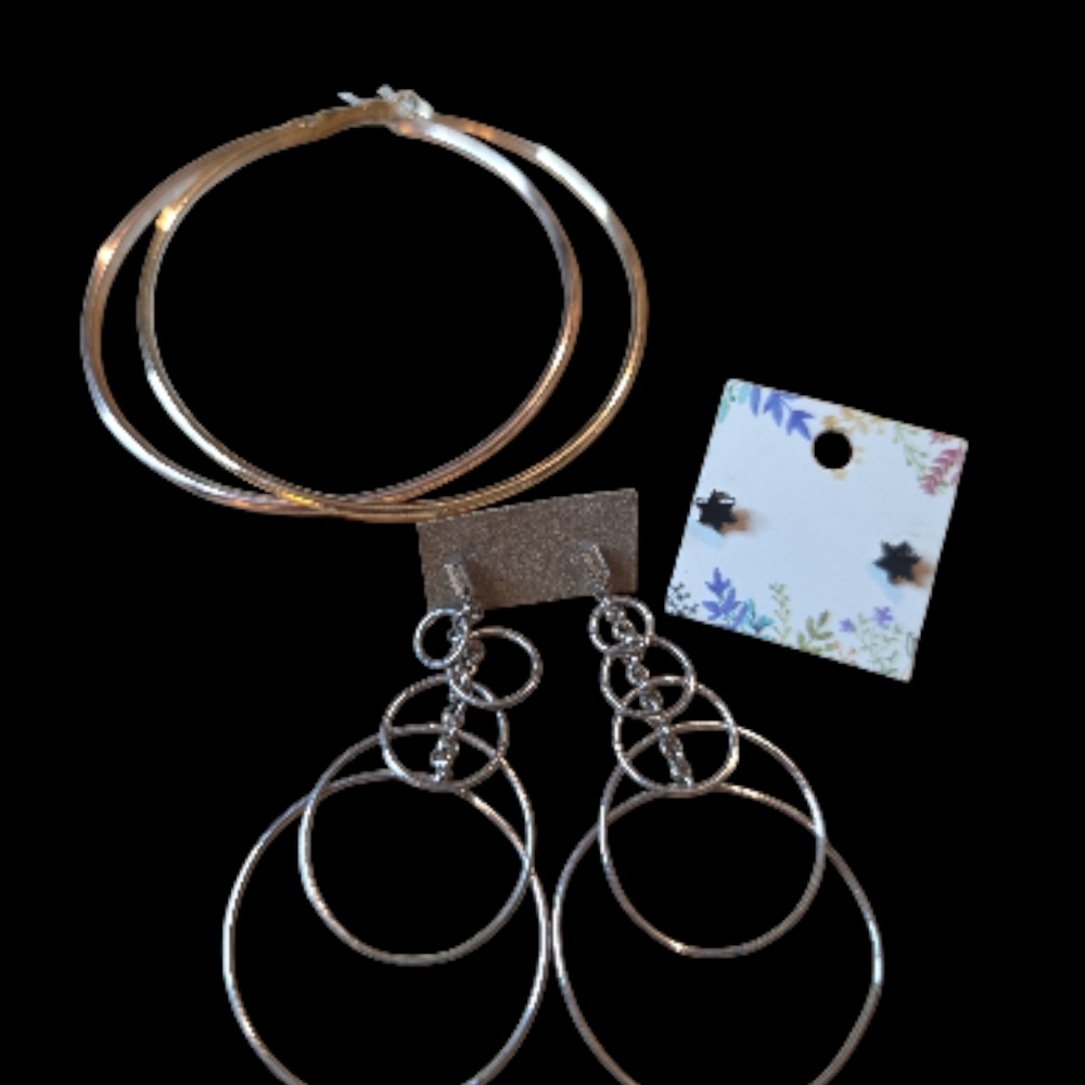 Elegant Silver Hoop Earrings Set